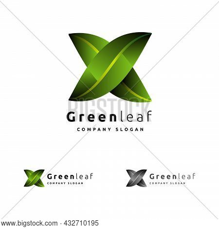 Green X Is A Unique Logo, Perfect For A Environmental Campaign And All The Natural Caring With A Lov