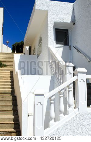 White House And Stairs In Isleta Del Moro Village, Cabo De Gata, Almeria, Spain