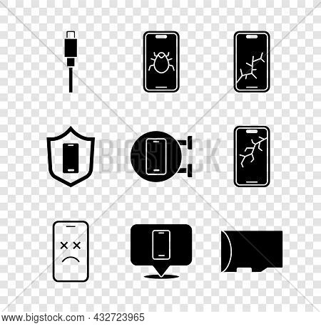 Set Usb Cable Cord, System Bug On Mobile, Mobile With Broken Screen, Dead, Phone Repair Service, Mic