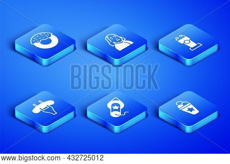 Set Ice Cream In Waffle Cone, Donut, Firework, Sausage The Fork, Benjamin Franklin And Stage Stand T