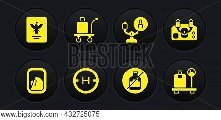 Set Airplane Window, Aircraft Steering Helm, Helicopter Landing Pad, No Alcohol, Trolley Baggage, Sc