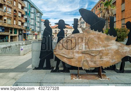 Santona, Spain - July 4, 2021: View Of The Sculpture 