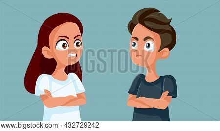Teen Boy And Girl Arguing With Each Other Vector Cartoon