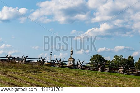 Sharpsburg, Maryland, Usa September 11, 2021 The Monument For The 130th Pennsylvania Regiment On The