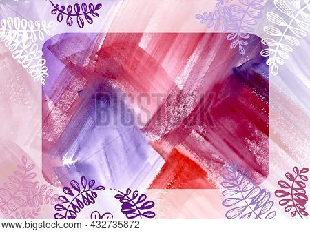Multikolored Frame Of White And Red Leaves On Watercolor Paint Abstract Colorful Multicolor Backgrou