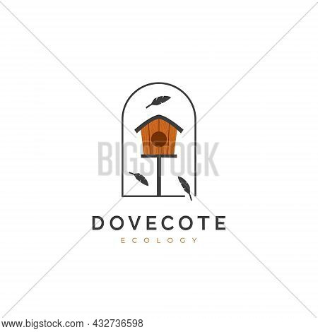 Dovecote Wooden Bird House Logo Icon Illustration Style