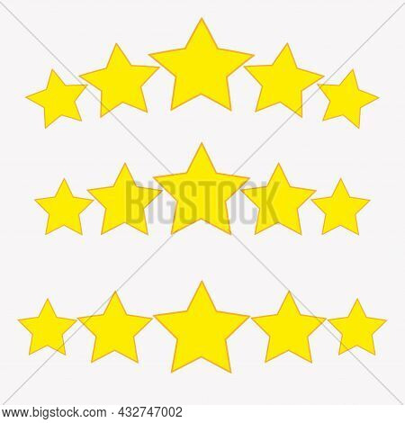 Yellow Stars Flat Icon On White Background. Rate Stars Symbol.vintage Pattern. Vector Illustration. 