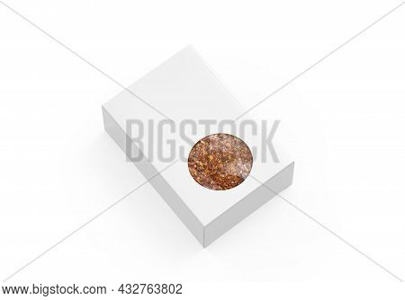 Transparent Window Paper Box For Chilli Flakes, Chilli Flakes Packaging Box Mock Up Template On Isol