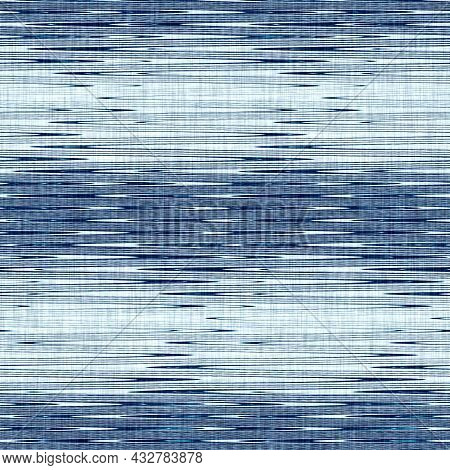 Classic Blue Woven Stripe Masculine Shirt Fabric Texture. Navy Space Dyed Marled Melange Background.