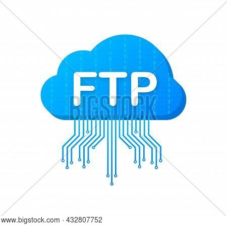 Ftp File Transfer Icon. Ftp Technology Icon. Transfer Data To Server. Vector Illustration.