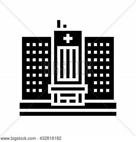Hospital Building Glyph Icon Vector. Hospital Building Sign. Isolated Contour Symbol Black Illustrat