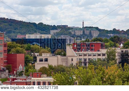 Small City Buildings In The Forest Sherbrooke Quebec Eastern Township Estrie Village And French Cult