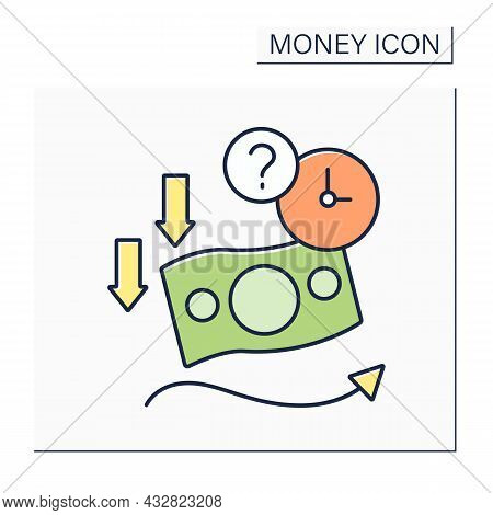Soft Currency Color Icon. Valuta Which Value Fluctuates. Lower Relative To Other Currencies. Money C