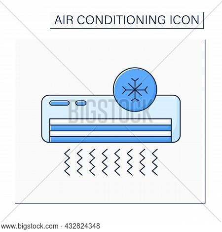 Cool Mode Color Icon. Default Mode. Conditioner Circulates Hot Air In Cold. Air Conditioning Concept
