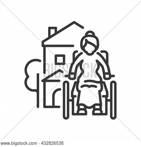 Senior Disabled - Vector Line Design Single Isolated Icon