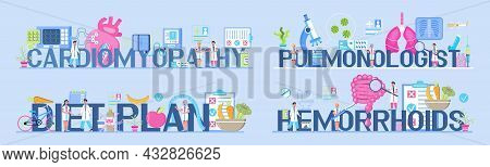Pulmonologist, Cardiologist, Nutritionist Medical Templates Set Vector.