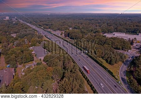 Aerial from the highway A1 near Amsterdam in the Netherlands