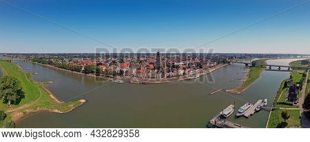 Aerial panorama from the city Deventer in the Netherlands