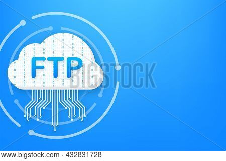 Ftp File Transfer Icon. Ftp Technology Icon. Transfer Data To Server. Vector Illustration.