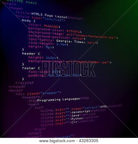 HTML programlama kodu ekranda
