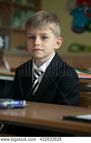 The Boy Came To School For The First Time. Back To School