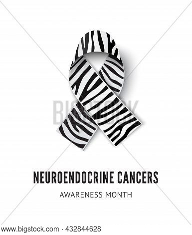 Neuroendocrine Cancer Awareness Ribbon Vector Illustration Isolated