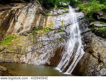 Beautiful Makhuntseti Waterfall View In Georgia Local Attraction