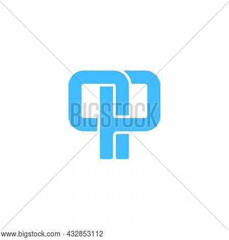 Letter Pq Simple Linked Geometric Flat Logo Vector