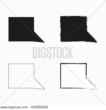 Black And White Silhouette Of Square Chat Icon On White Background. Message Sign. Vector Illustratio