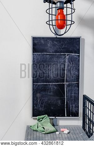 Closeup Photo Of Shooting Range In Modern Amusement Park, Chalk Board