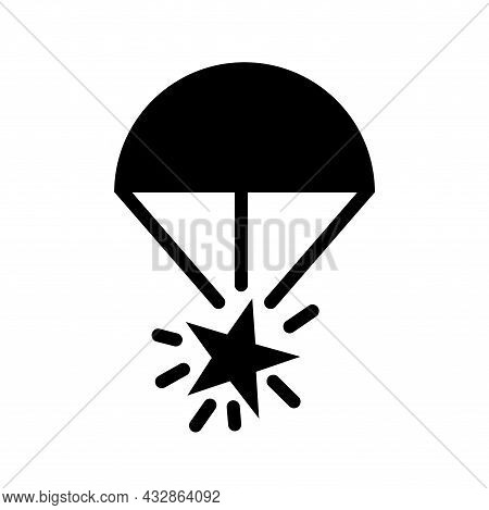 Rocket Parachute Flare Black Icon ,vector Illustration, Isolate On White Background Label. Eps10