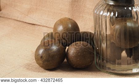 Monk Fruit Or Luo Han Guo. Dried Fruits For Healthy Sweetener Drink.