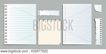 Realistic Lined Notepapers. Pieces Of Paper For Notes. Goal Setting Every Day, Selfimprovement. Coll