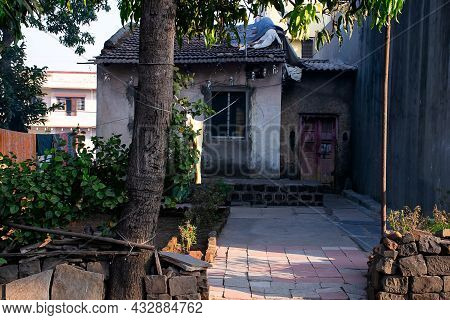Stock Photo Of Indian Village House Or Old Cottage, Old Style House With Traditional Roof Tile And S