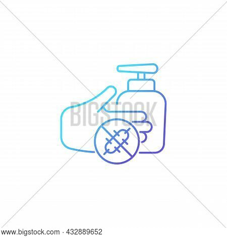 Antiseptic Hand Washing Gradient Linear Vector Icon. Hand Disinfectant. Preventing Bacteria Spread W