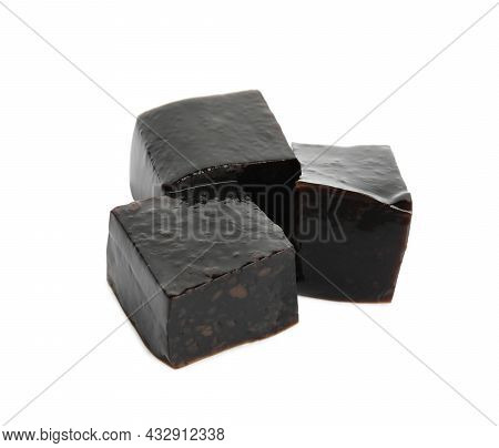 Delicious Grass Jelly Cubes On White Background