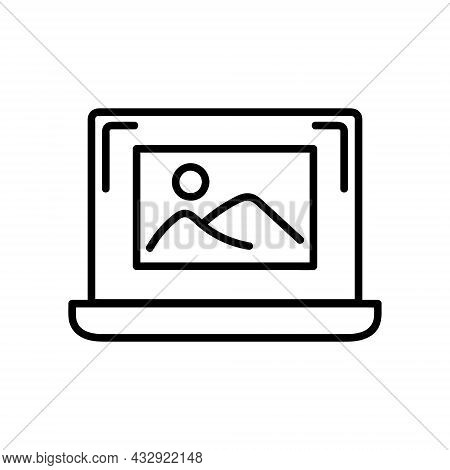 Picture Icon. Flat Pictogram For Web. Line Stroke. Simple Photo Symbol Isolated On White Background.