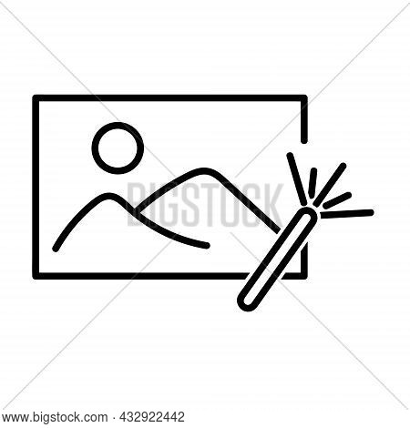 Picture Icon. Flat Pictogram For Web. Line Stroke. Simple Photo Symbol Isolated On White Background.