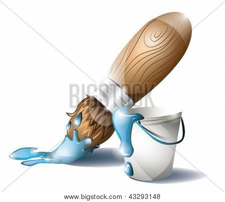 Secchio di vernice e pennello