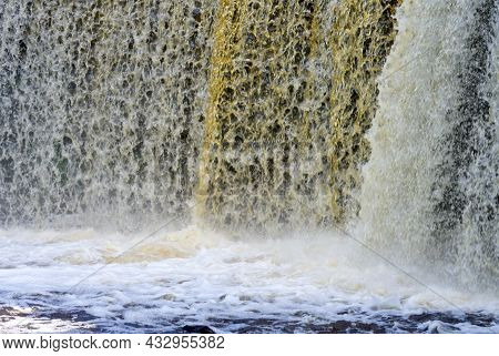 Beautiful Waterfall Jagala Juga, Estonia. 2021 Close Up