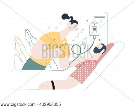 Nursing Care - Medical Insurance Illustration. Modern Flat Vector