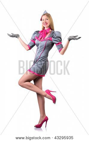 Airhostess แยกต่างหากบนขาว