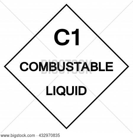 C1 Combustable Liquid Label Symbol Sign ,vector Illustration, Isolate On White Background Label .eps