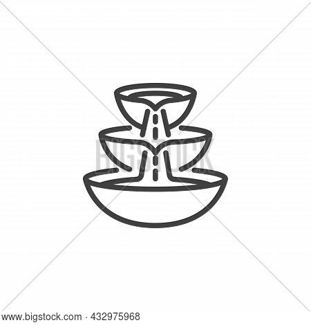 Three Level Fountain Line Icon. Linear Style Sign For Mobile Concept And Web Design. Water Fountain 