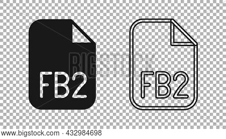Black Fb2 File Icon Isolated On Transparent Background. Vector