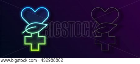 Glowing Neon Line Ethnoscience Icon Isolated On Black Background. Gardening, Ethnoscience And Organi