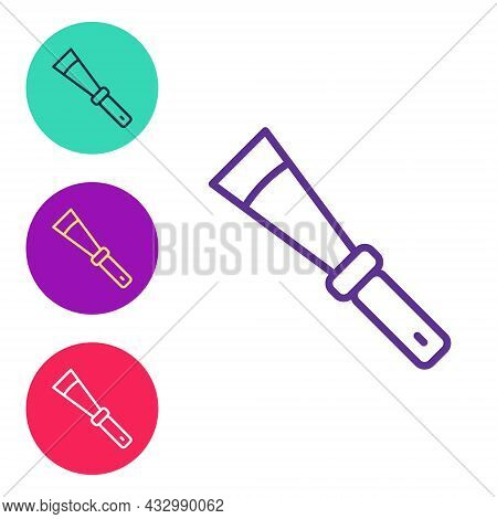 Set Line Beekeeping Uncapping Knife Icon Isolated On White Background. Tool Of The Beekeeper. Set Ic
