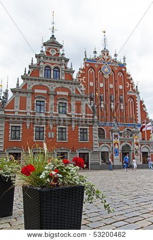 Riga , Latvia. Merchants House of Blackheads, the most beautiful house in the city