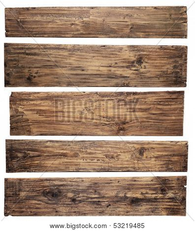 Old wooden planks isolated on white background