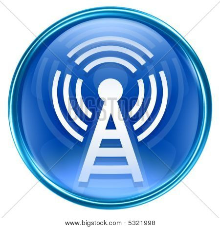 Wi-fi Tower Icon Blue, isolata On White Background